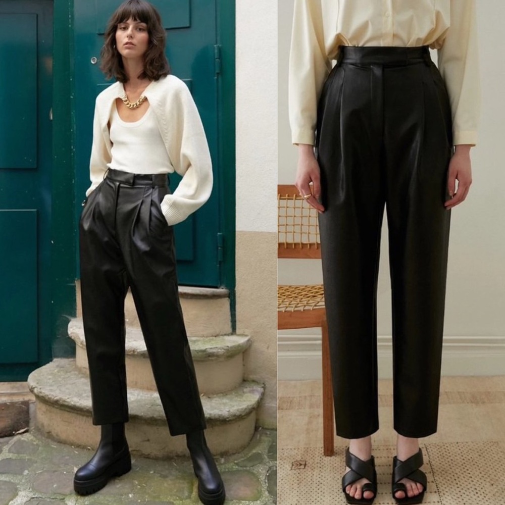 Pixie Market Jaime Vegan Leather Pants in Black